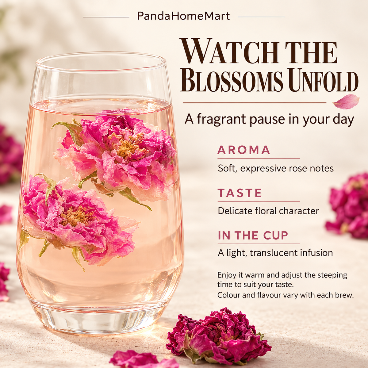 Whole Rose Blossom Unfolding in a Soft Golden Floral Infusion
