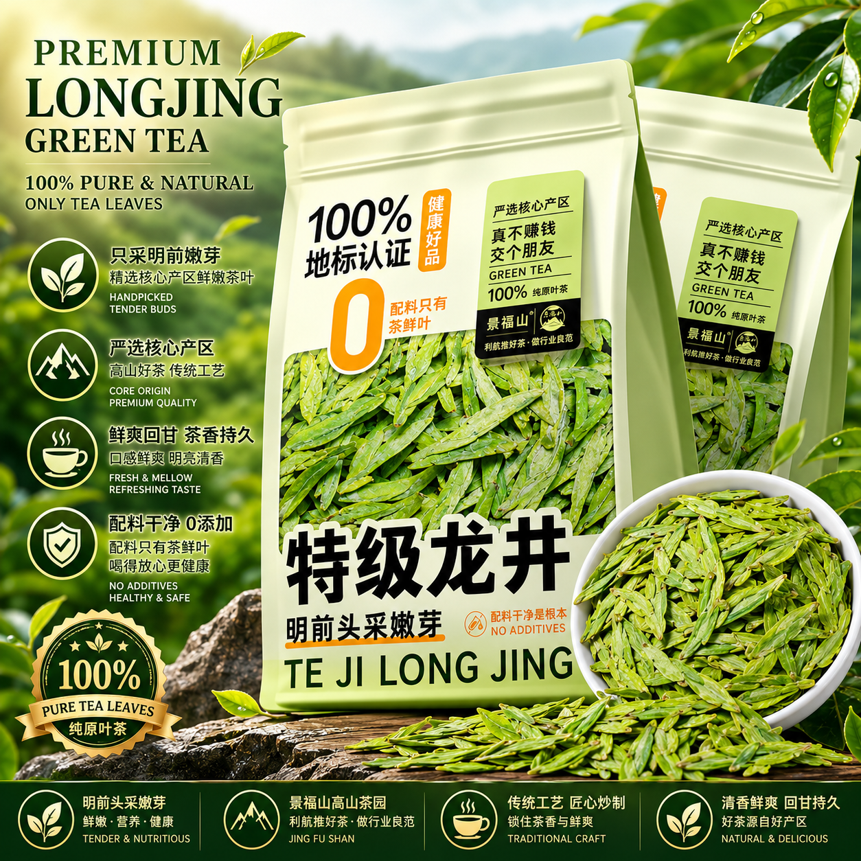 Mingqian Longjing Green Tea™ | Premium Dragon Well Tea | PandaHomeMart