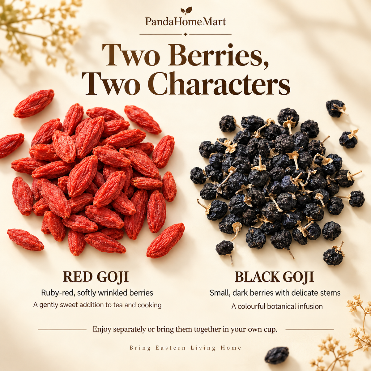 Black goji berries in botanical gift set
