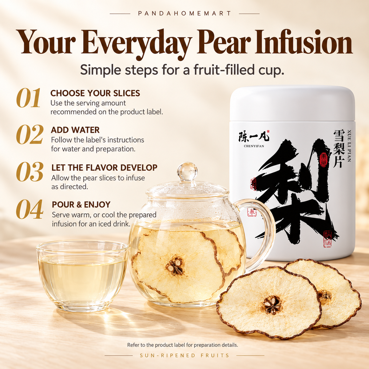 Dried Pear Slices for Warm and Chilled Fruit Infusions
