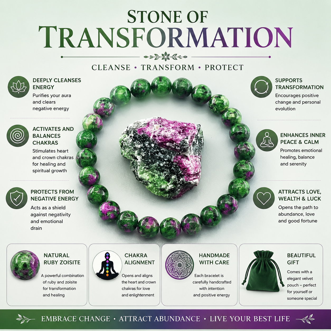 Ruby Zoisite Transformation Bracelet™ | Growth & Renewal Crystal Bracelet