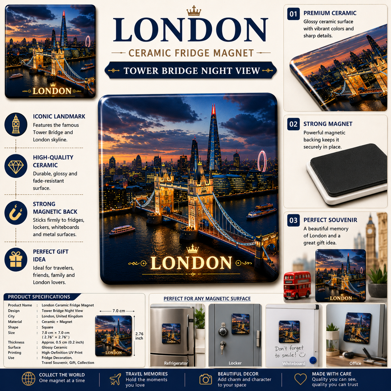 London Tower Bridge Ceramic Fridge Magnet