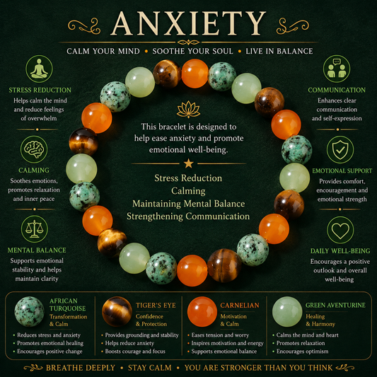 Calm Mind Harmony Bracelet™ | Tiger's Eye, Jade & Agate Wellness Bracelet