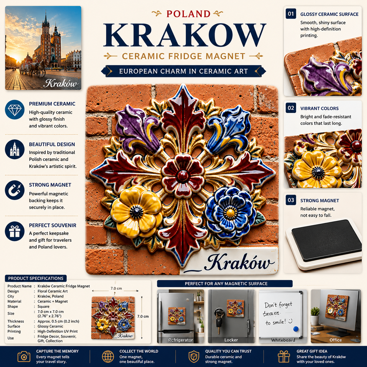 Kraków Ceramic Fridge Magnet