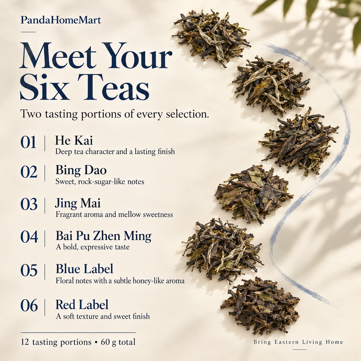 Yunnan Raw Pu-erh Tea Tasting Collection – 6 Varieties, 60 g