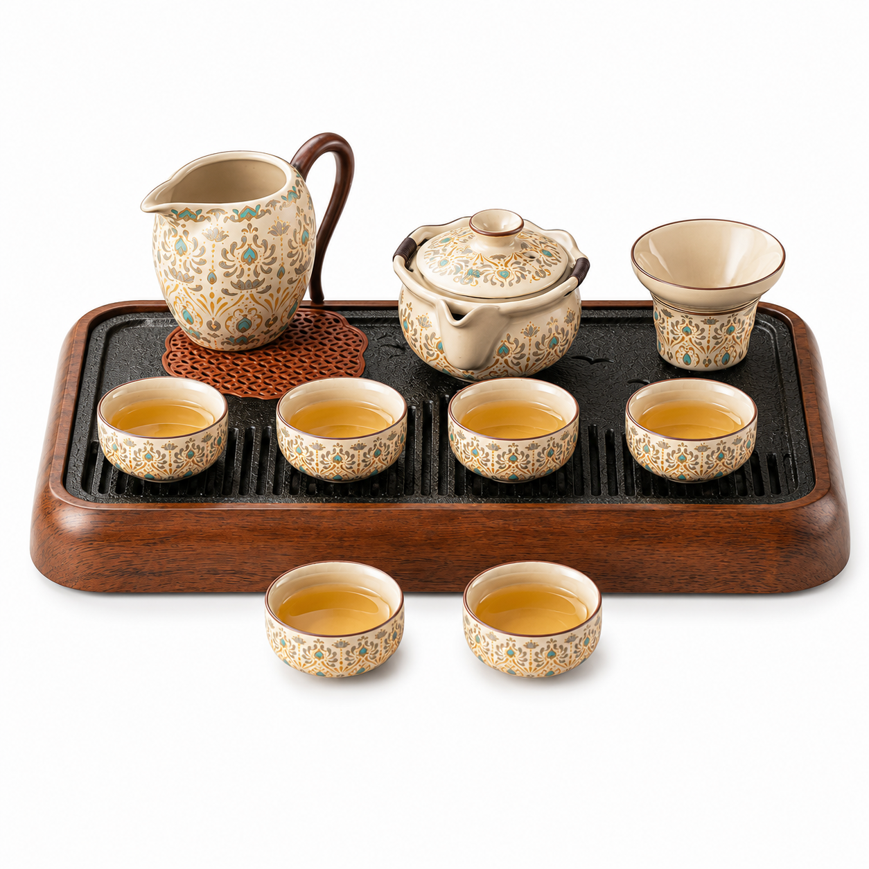 Lotus Arabesque Gongfu Tea Ceremony Gift Set™ | Luxury Chinese Tea Set with Gaiwan & Tea Tray