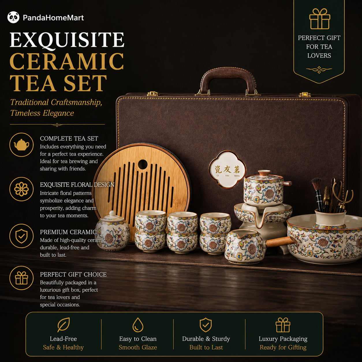 Imperial Floral Gongfu Tea Ceremony Gift Set | Luxury Chinese Tea Set