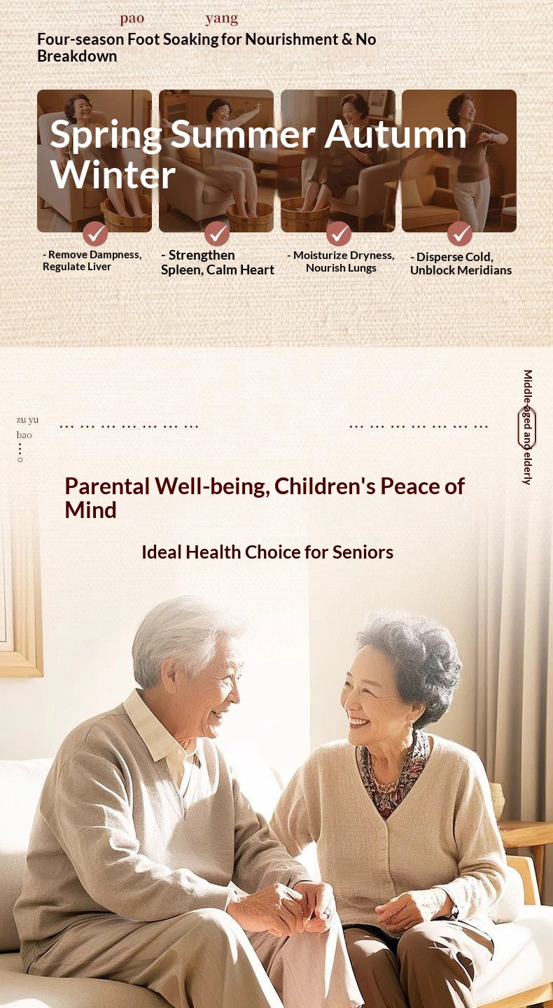 Traditional Chinese Herbal Foot Soak for Seniors – Warming Oriental Foot Bath for Relaxation & Home Wellness | Elderly Comfort Spa Ritual