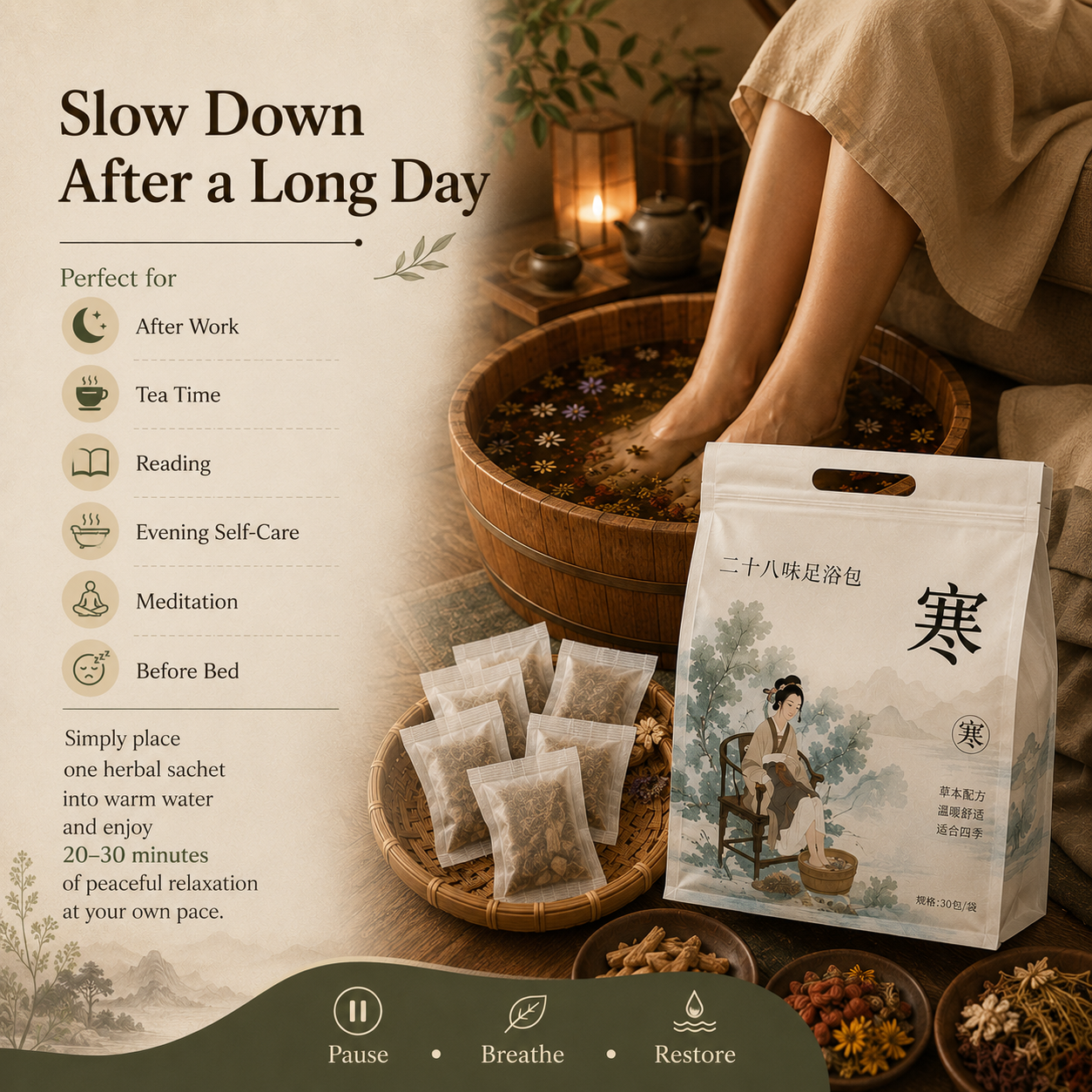 Warming Herbal Foot Soak Bags
