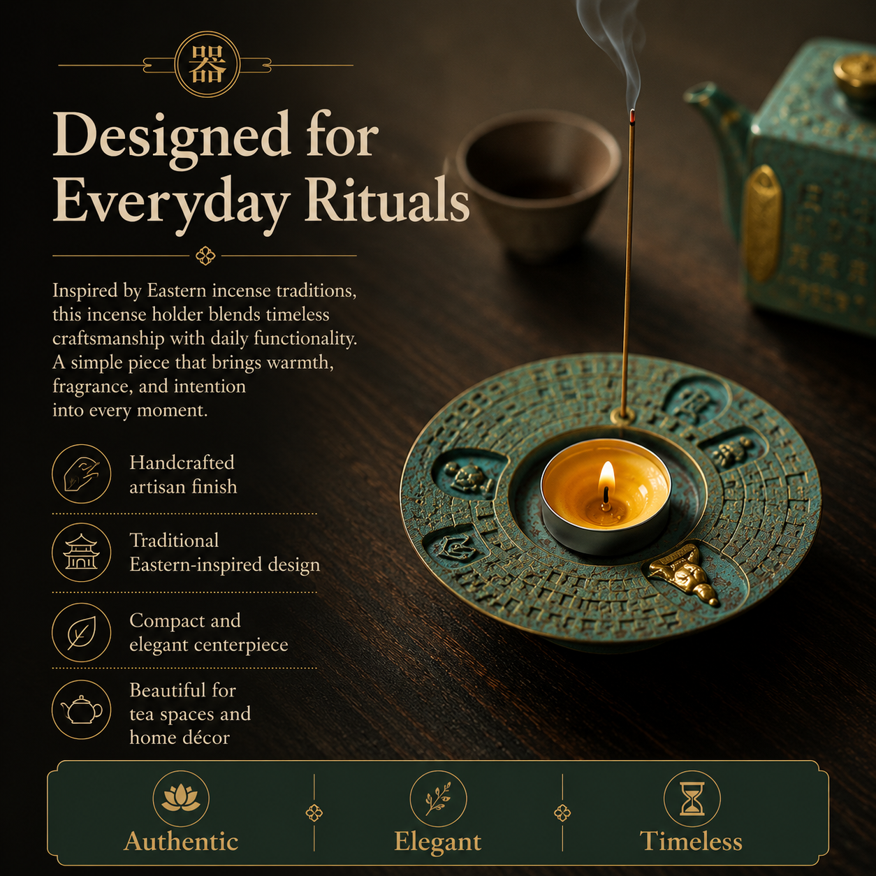 Dunhuang Earthen Zen™ Incense &amp; Candle Holder