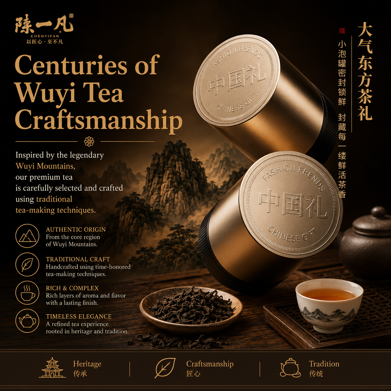 Premium Wuyi Rock Cinnamon (Rou Gui) Oolong Tea Pods Gift Set