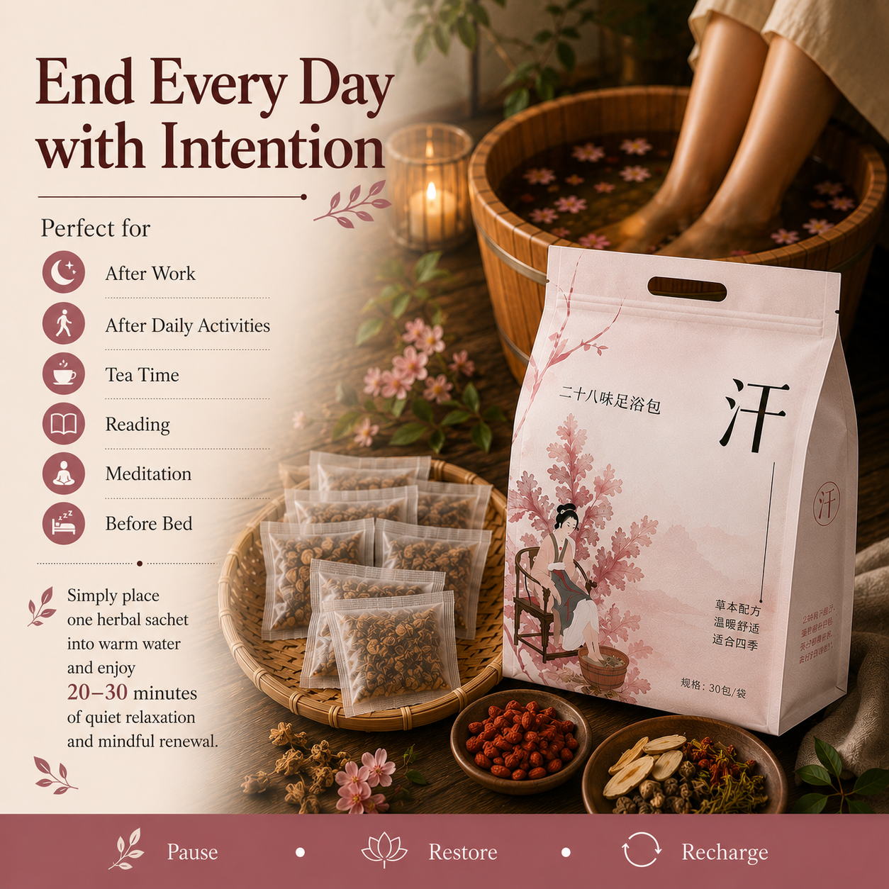 Herbal Foot Soak Bags for Active Recovery