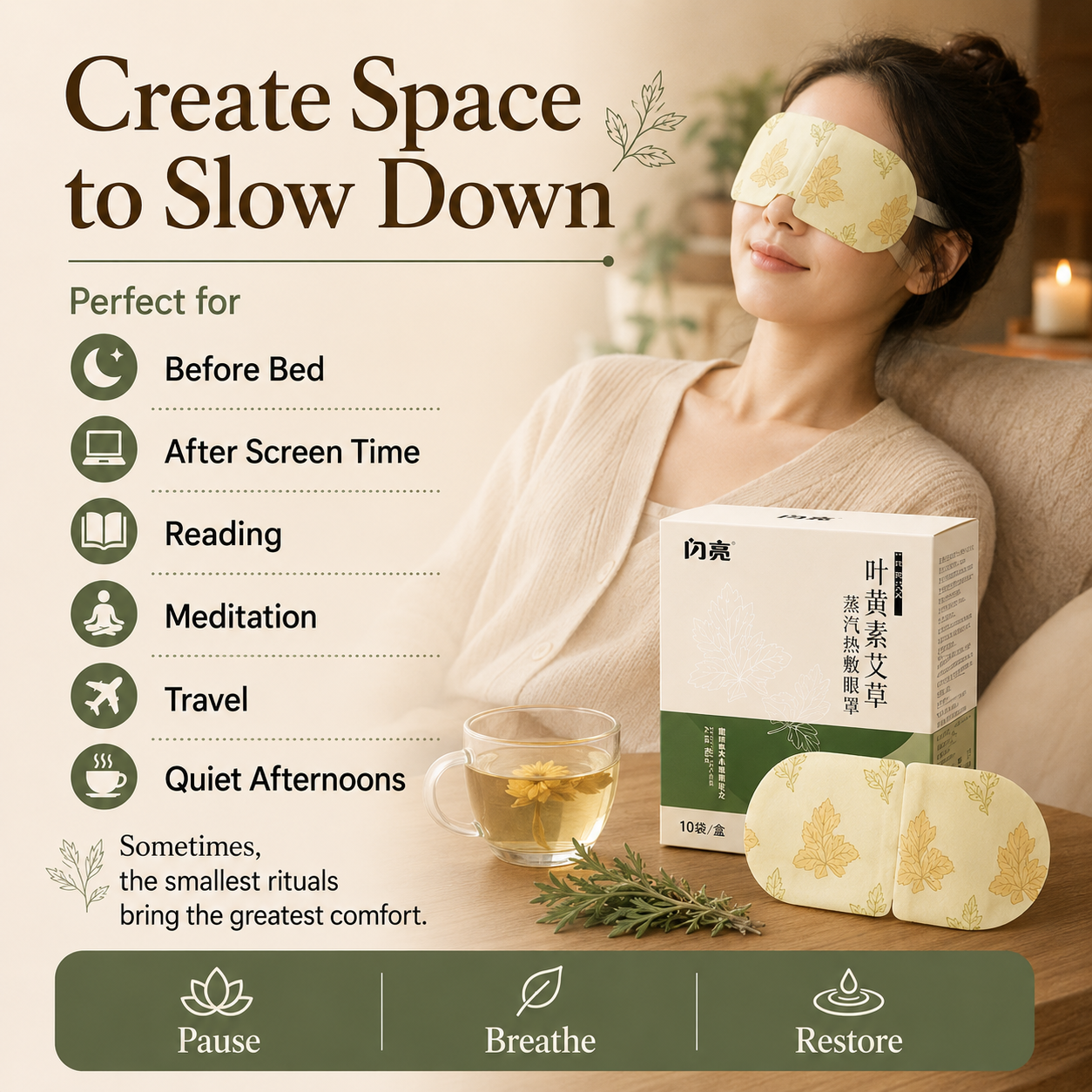 Herbal Wellness Steam Eye Mask Collection – Oriental Botanical Eye SPA For Balance, Relaxation & Mindful Living