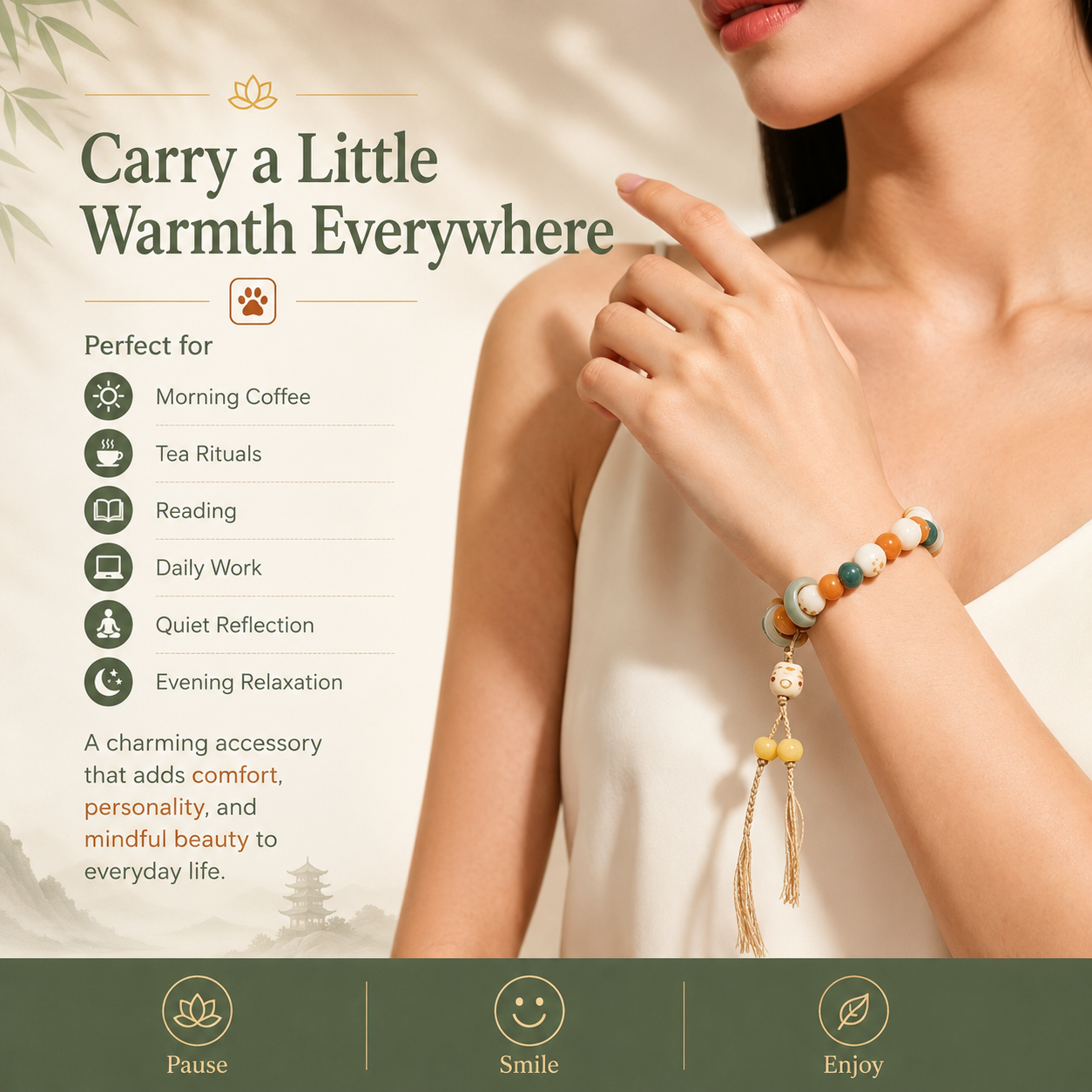 Fortune Cat Paw Ceramic Bracelet