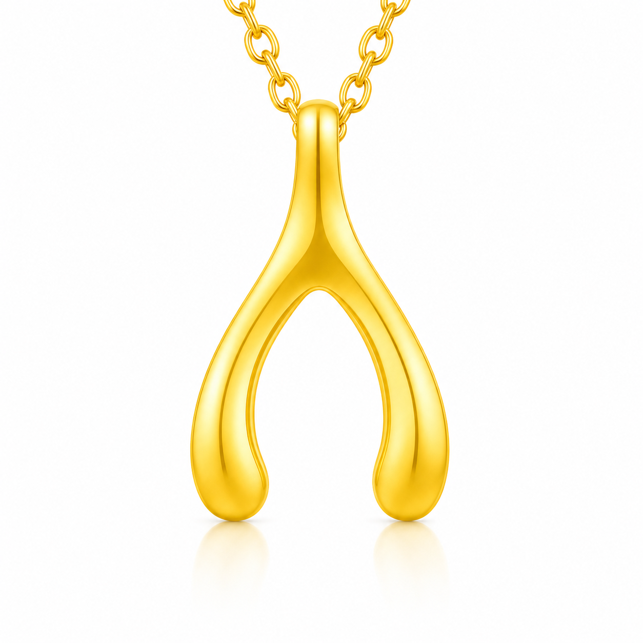 999 Pure Gold Wishbone Pendant – Symbol of Hope, Wishes & New Beginnings