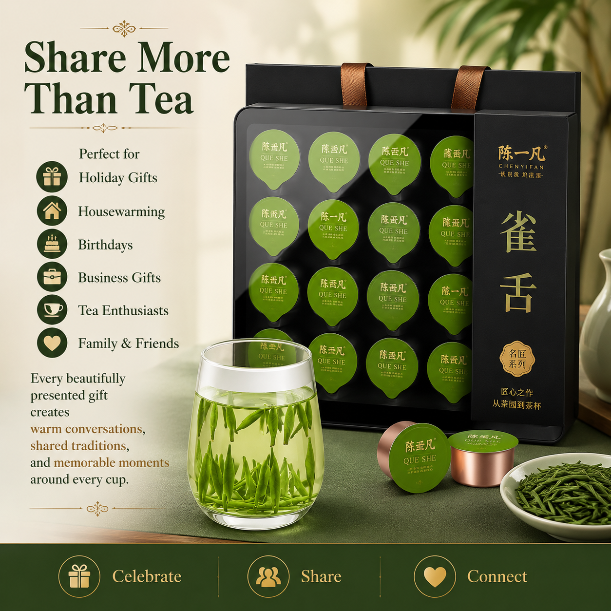 Premium Que She Green Tea Pods Gift Box
