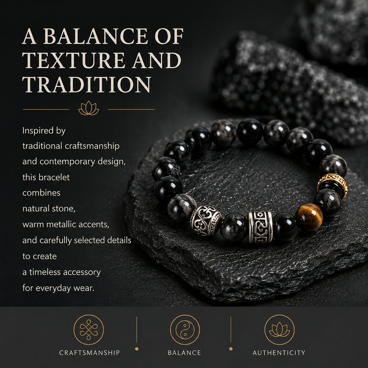 Obsidian & Tiger Eye Bracelet