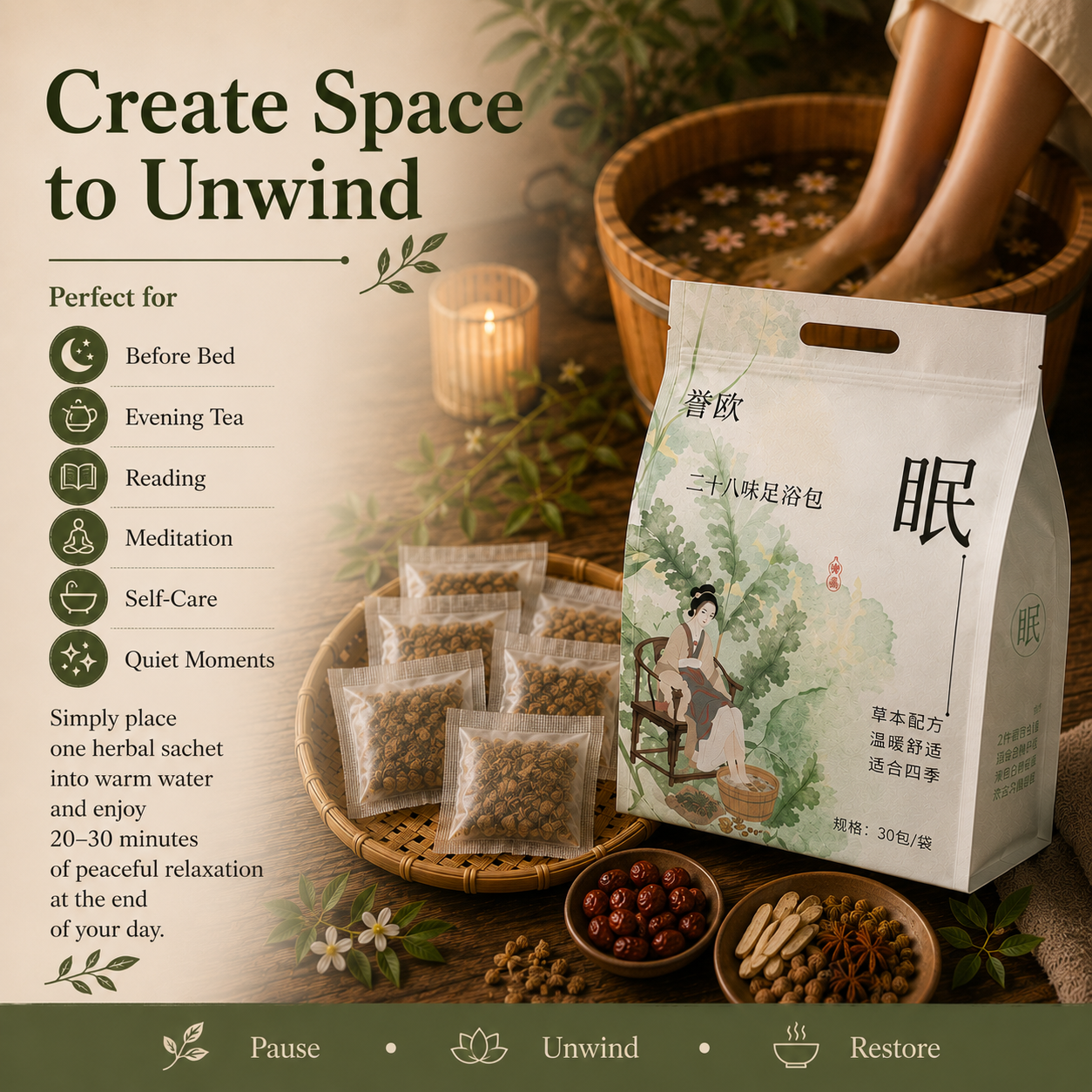 Comforting Herbal Foot Soak Bags