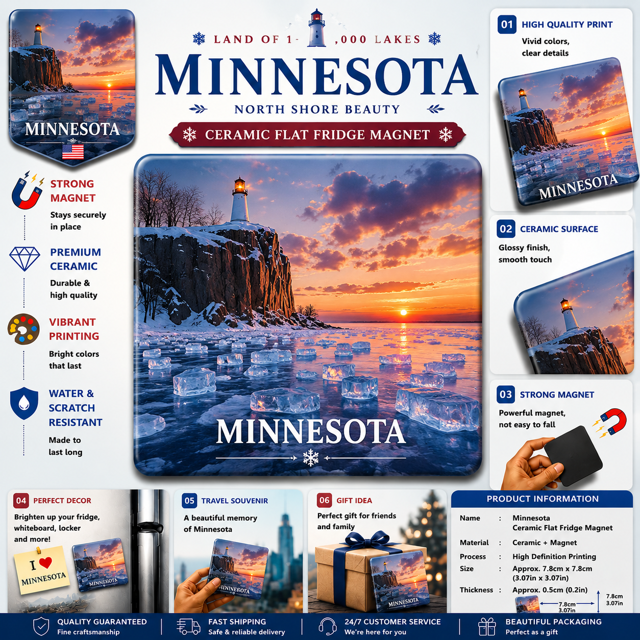 Minnesota Ceramic Fridge Magnet