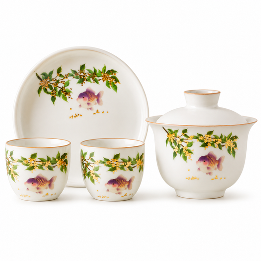Osmanthus &amp; Lucky Goldfish Porcelain Gaiwan Tea Set™