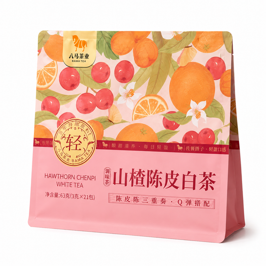 Hawthorn and Chenpi 5-Year Shou Mei White Tea Sample 63 g with 21 individual 3 g portions