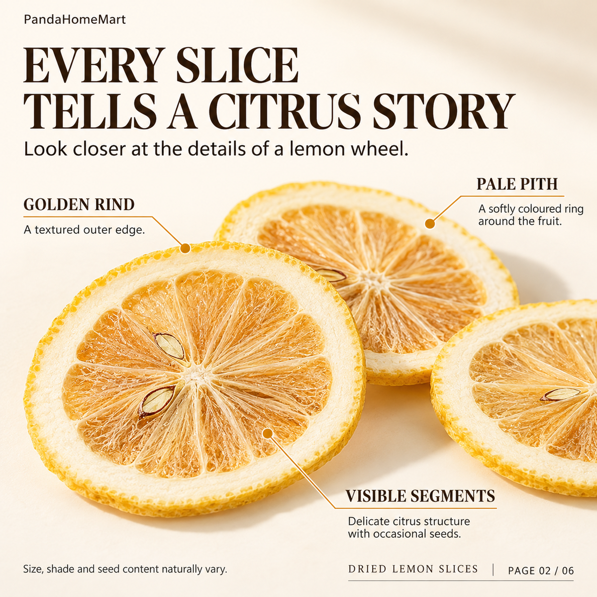 Freeze Dried Lemon Slices with Natural Yellow Peel