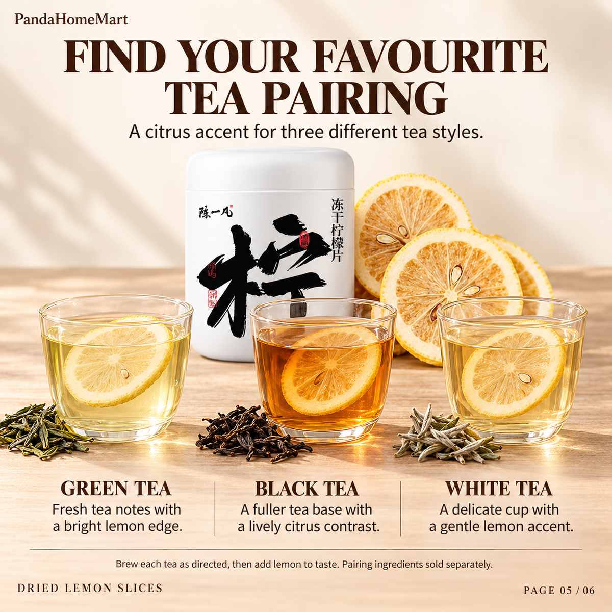 Dried Lemon Fruit Slices for Tea Pairings
