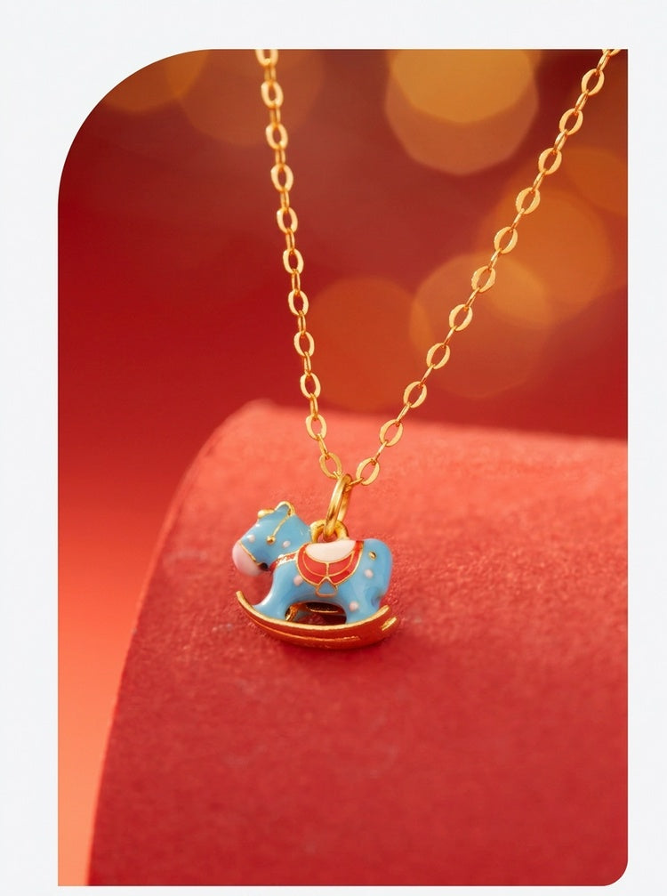 Lucky Tang Horse™ Necklace – 925 Sterling Silver Enamel Lucky Horse Charm