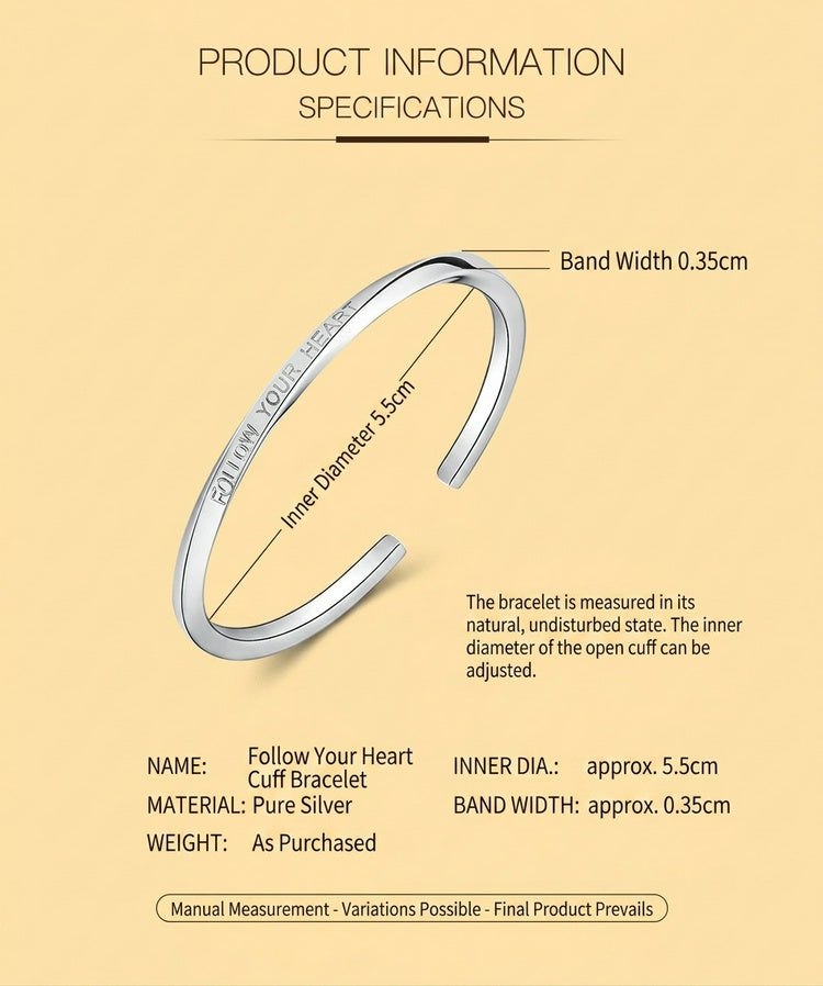 Follow Your Heart™ 999 Fine Silver Open Cuff Bracelet