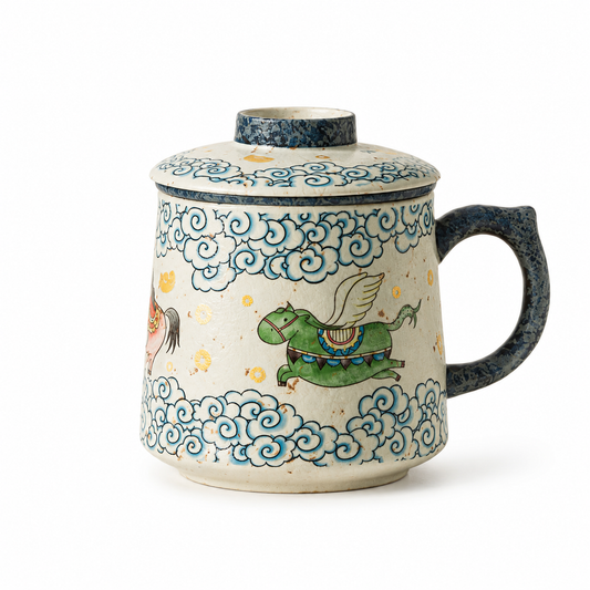Flying Celestial Horse Ceramic Tea Mug with Infuser & Lid™