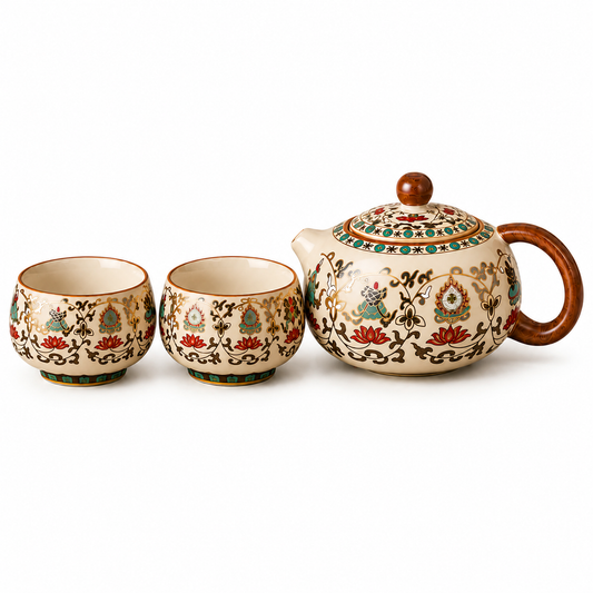 Imperial Lotus Harmony Teapot Gift Set™ – Luxury Chinese Ceramic Tea Set with Brocade Gift Box