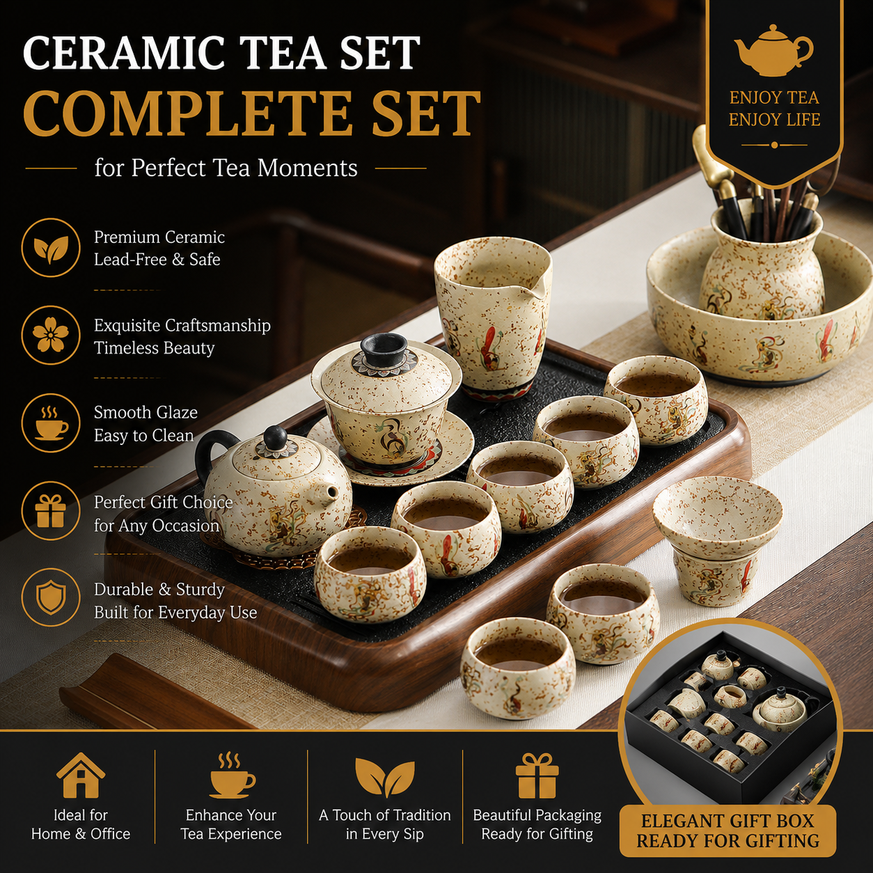 Dunhuang Celestial Gongfu Tea Ceremony Gift Set | Luxury Chinese Tea Set