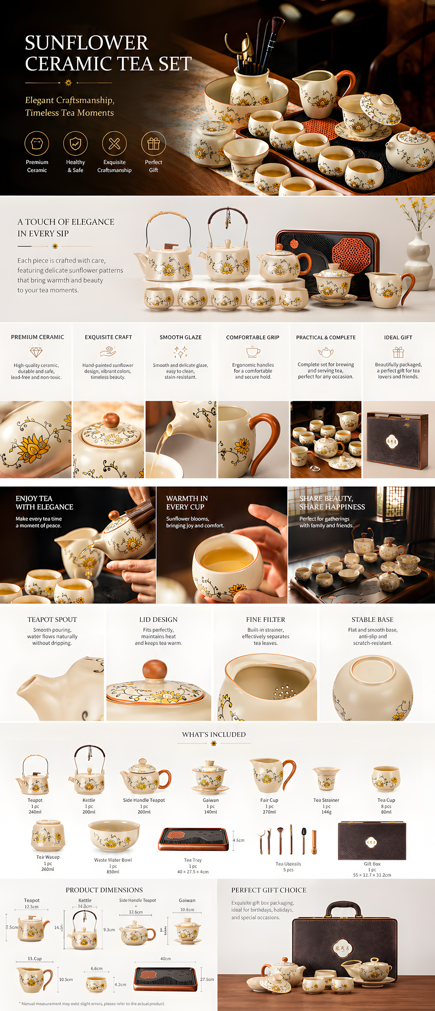 Golden Lotus Harmony Gongfu Tea Ceremony Gift Set™ | Luxury Chinese Tea Set Collection