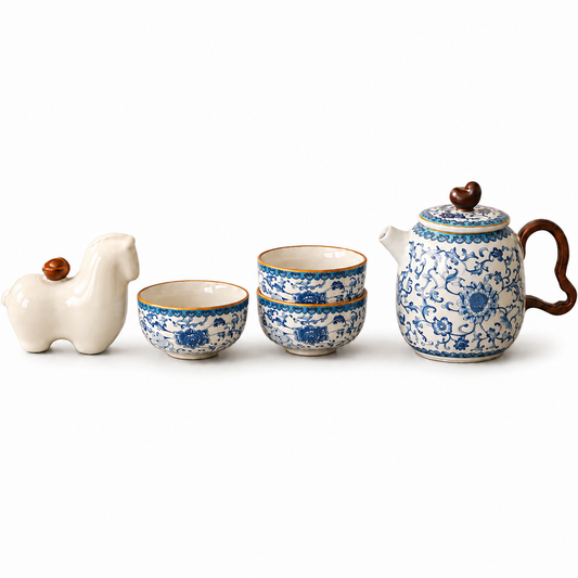 Blue & White Prosperity Gongfu Tea Set™ | Chinese Porcelain Tea Gift Set
