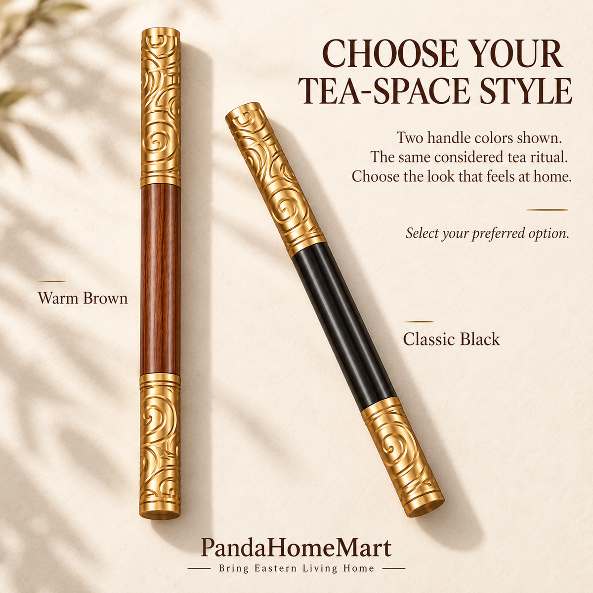 Double-Ended Tea Pick with Wood Handle and Protective Caps