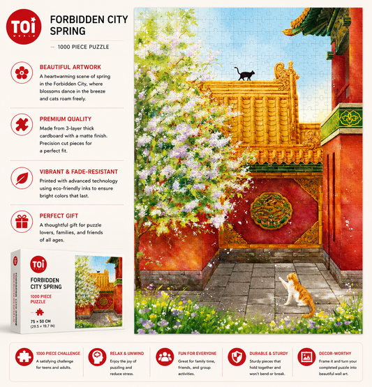 Forbidden City Spring Blossom Jigsaw Puzzle – Chinese Palace Puzzle, Imperial Garden Wall Art, Oriental Healing Puzzle Gift For Adults