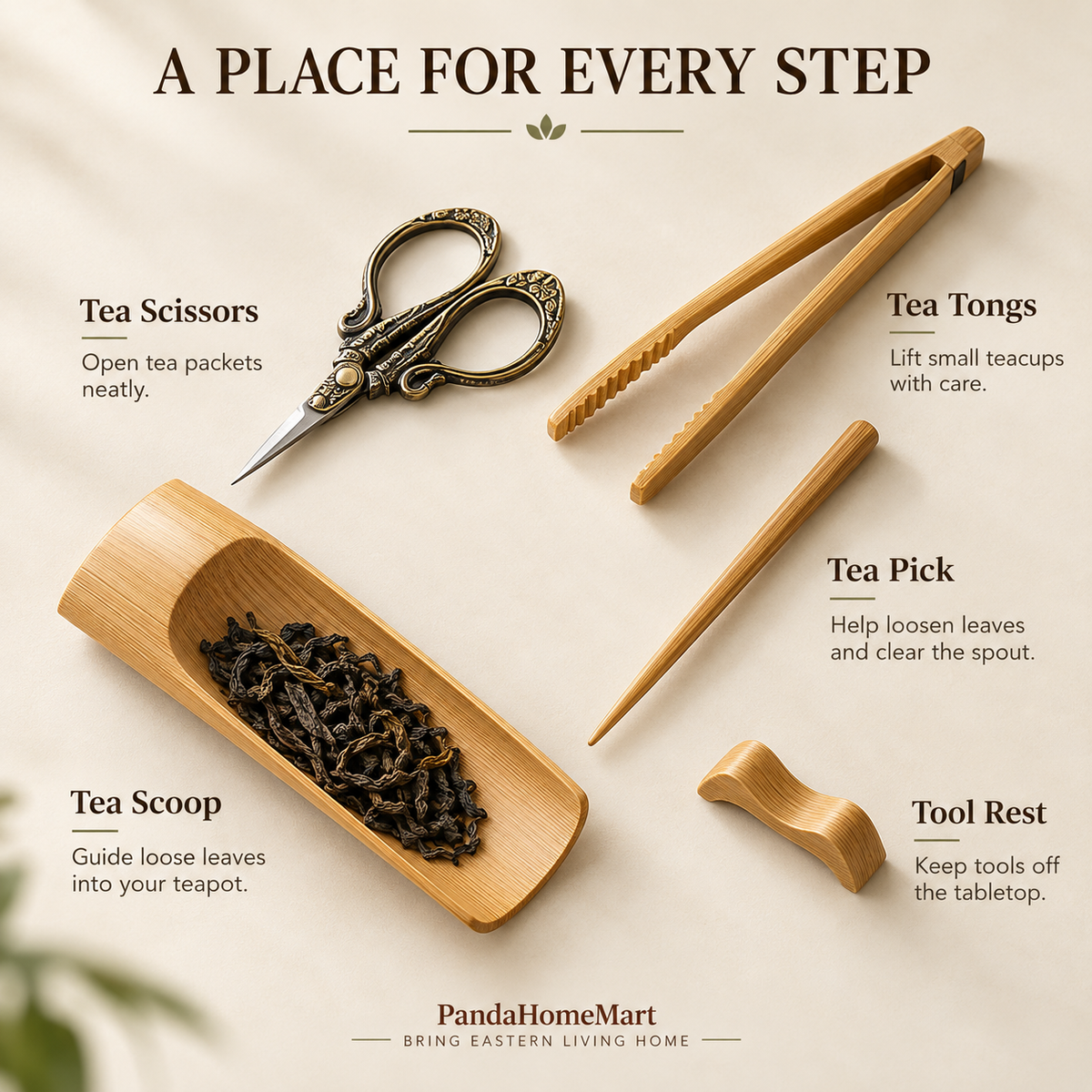 6-Piece Bamboo Gongfu Tea Tool Set with Traditional Tea Accessories