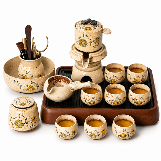 Golden Lotus Automatic Flowing Gongfu Tea Set™ | Luxury Chinese Tea Ceremony Set with Waterfall Design