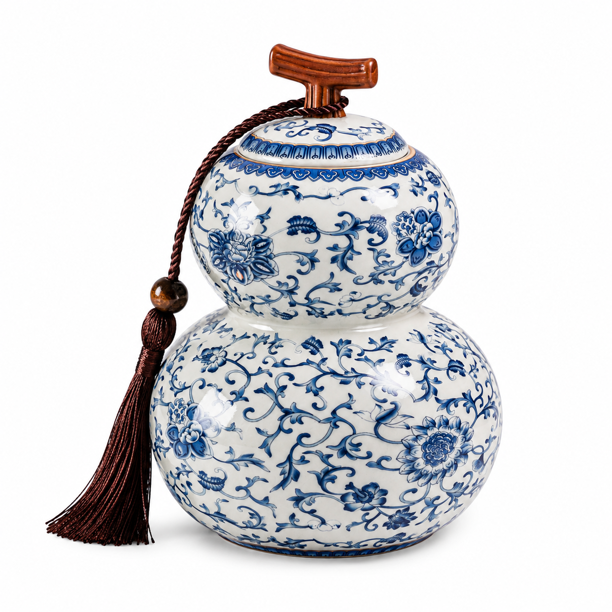 Blue Porcelain Double-Gourd Tea Caddy™ Traditional Chinese Ceramic Tea Storage Jar