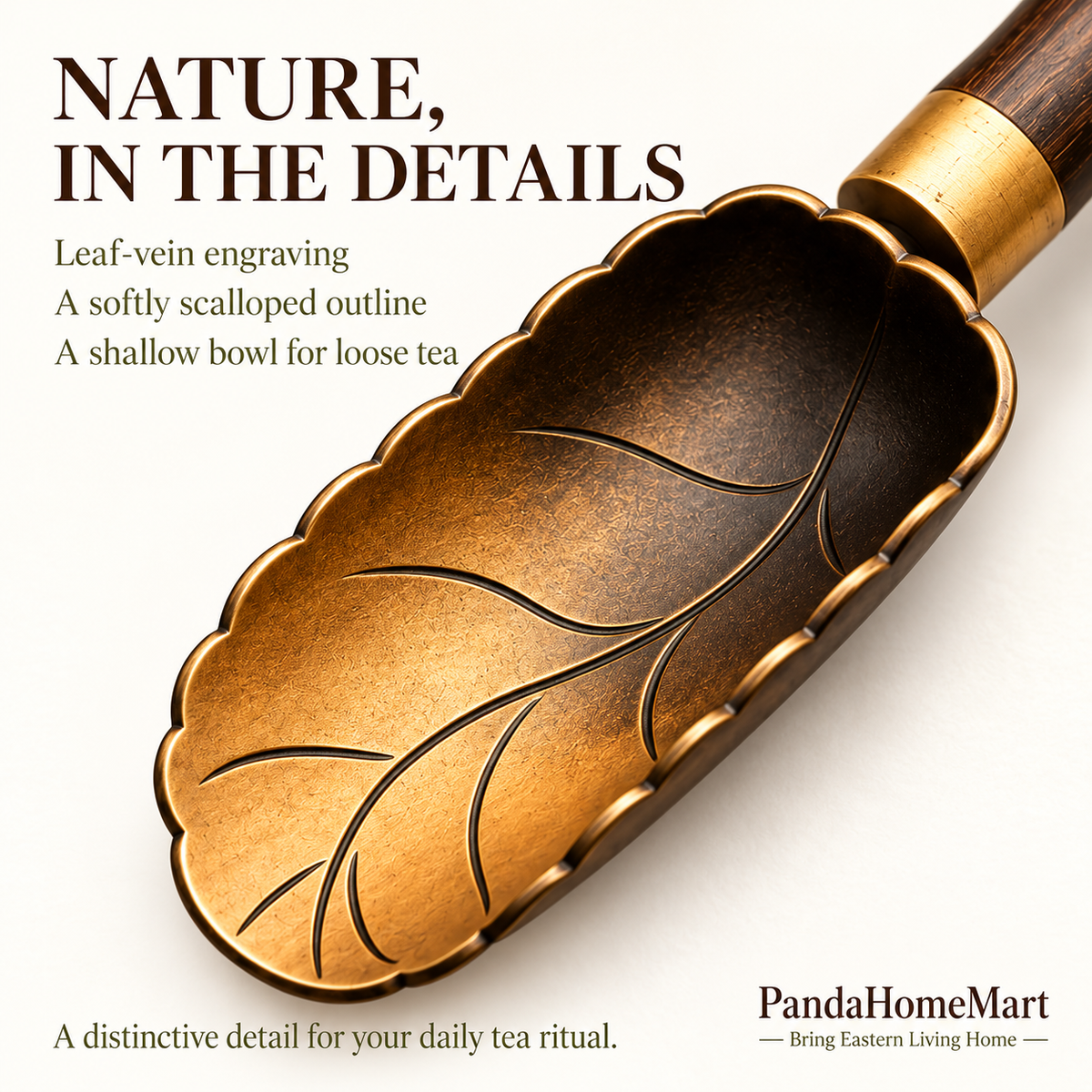 Leaf Shaped Gongfu Tea Scoop with Engraved Vein Detail