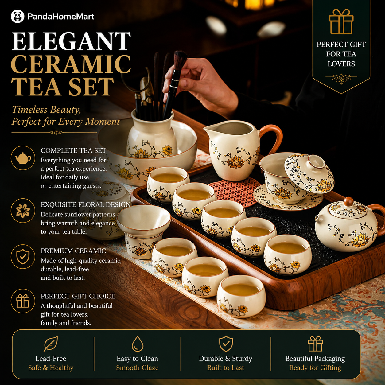 Golden Lotus Harmony Gongfu Tea Ceremony Gift Set™ | Luxury Chinese Tea Set Collection