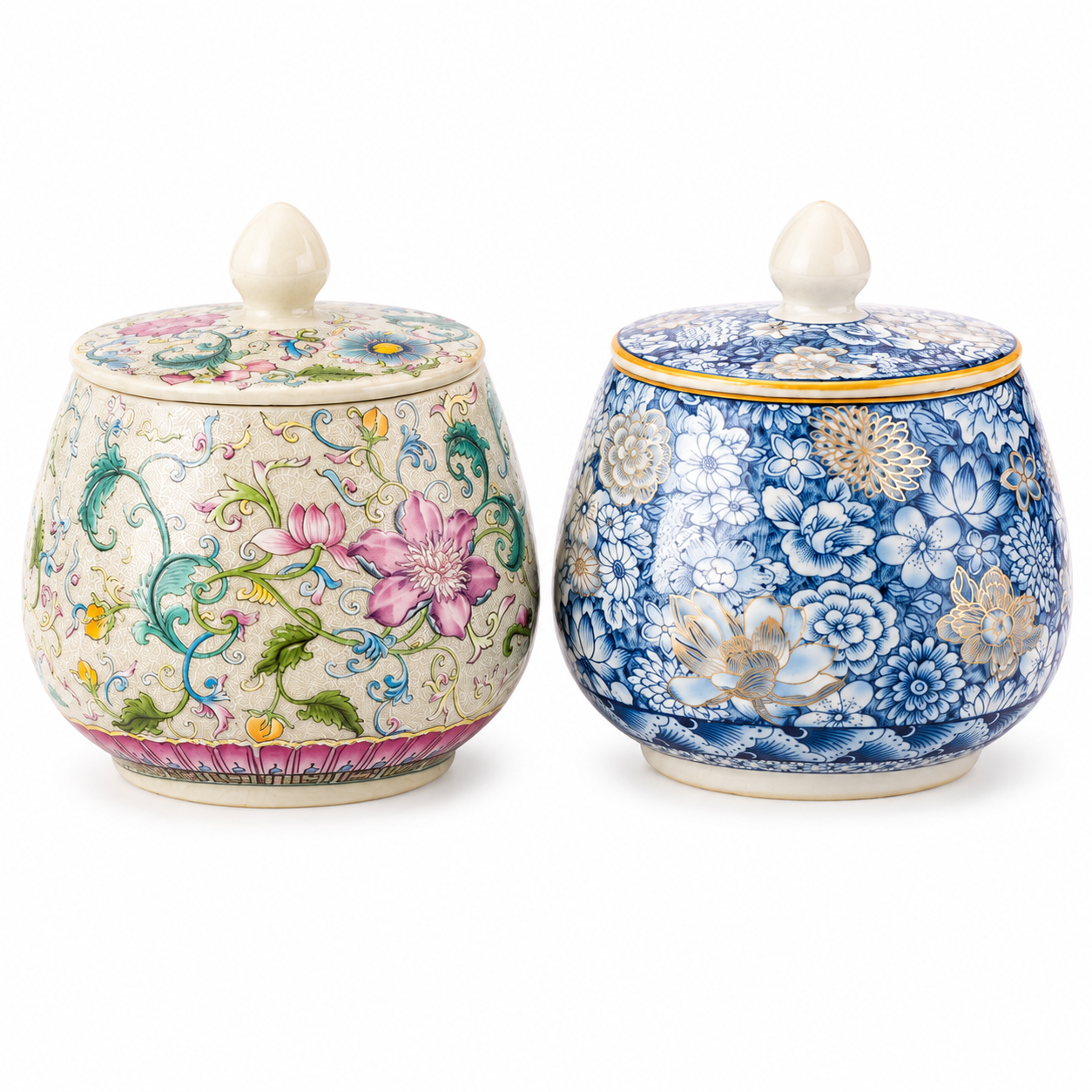 Twin Blossom Tea Storage Jar Gift Set™ Ceramic Tea Caddy Collection with Premium Gift Box
