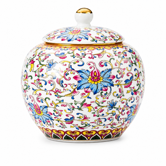 Imperial Floral Porcelain Tea Caddy™ Luxury Ceramic Tea Storage Jar with Airtight Lid