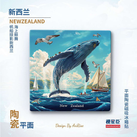 New Zealand Whale Ceramic Fridge Magnet