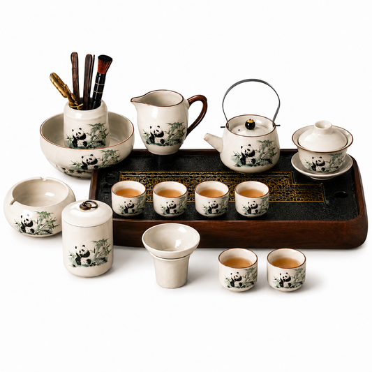Panda Gongfu Tea Set™ | Chinese Ceramic Tea Ceremony Set with Panda Design & Luxury Gift Case
