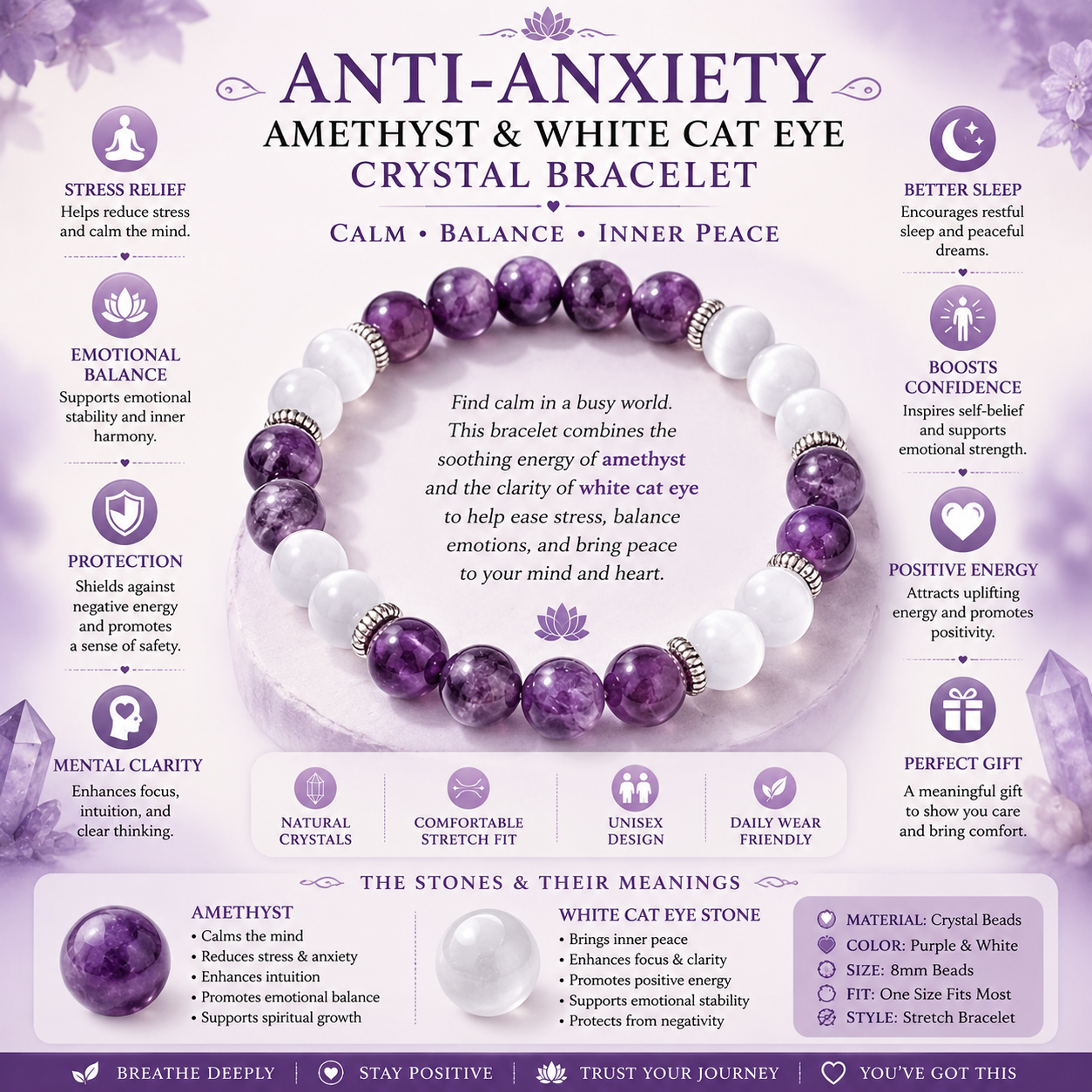 Calm Mind Amethyst Bracelet™ | Inner Peace & Emotional Balance Bracelet