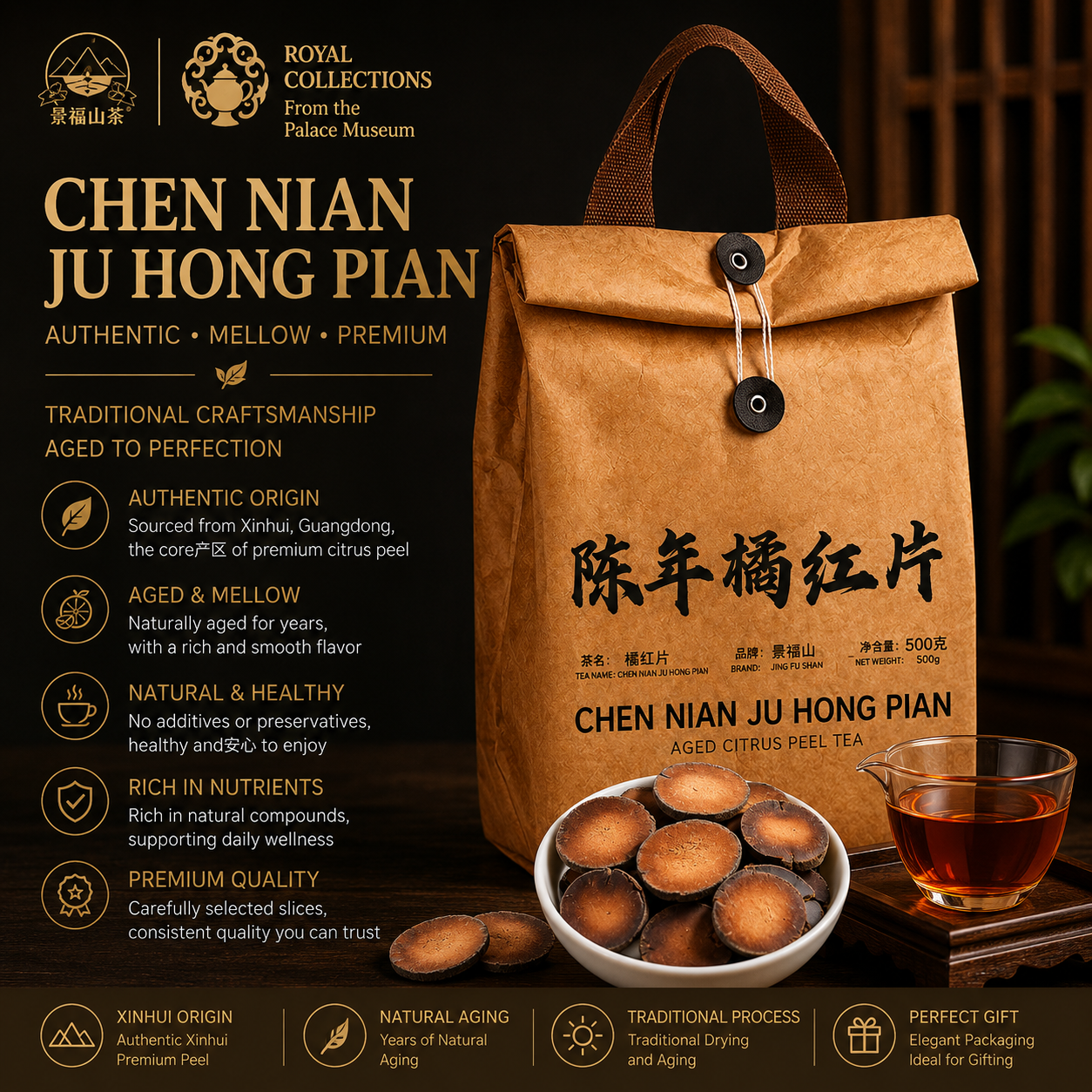Aged Tangerine Peel Tea Slices – Premium Chen Pi Citrus Wellness Tea for Digestion, Relaxation & Traditional Chinese Herbal Tea Rituals
