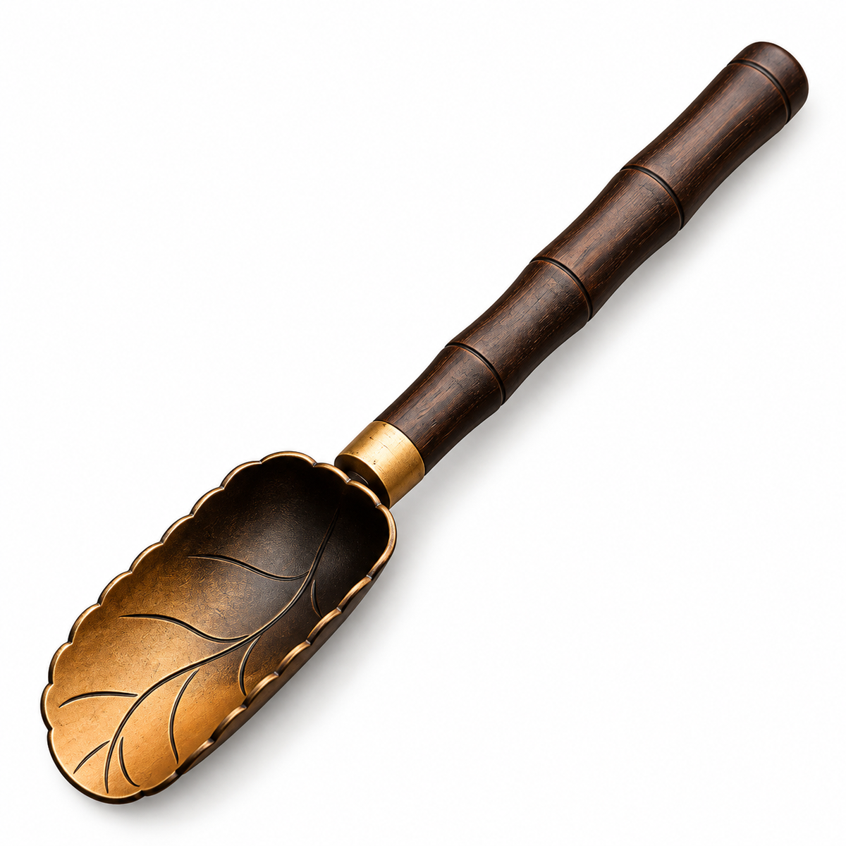 Leaf Vein Alloy Tea Scoop 18cm for Loose Leaf Gongfu Tea