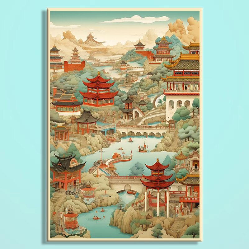 Chinese Aesthetic Wooden Jigsaw Puzzle – Song Dynasty Landscape Puzzle, Traditional Chinese Art Puzzle, Oriental Wooden Wall Decor For Adults