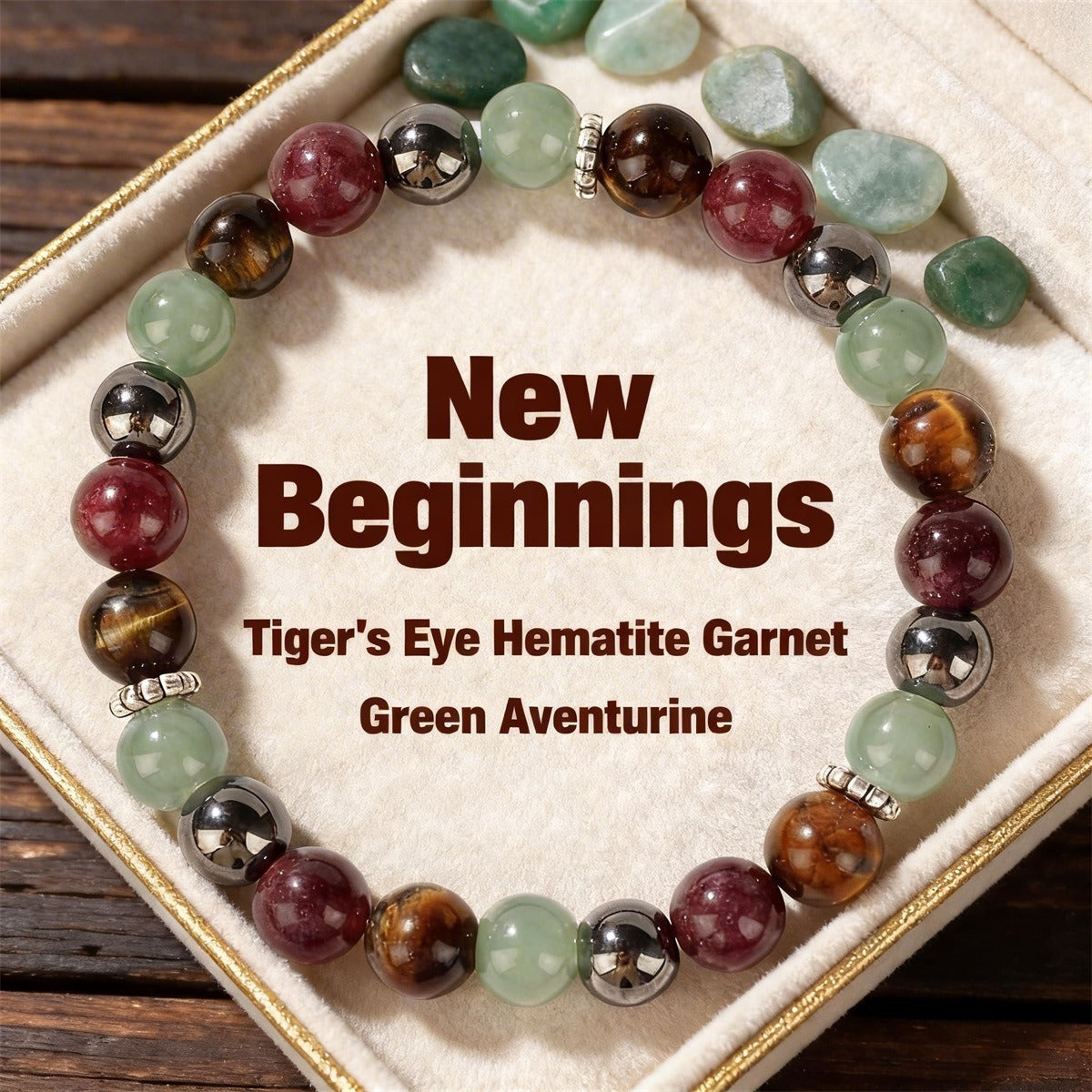 New Beginnings Crystal Bracelet™ | Tiger's Eye, Aventurine & Garnet Bracelet